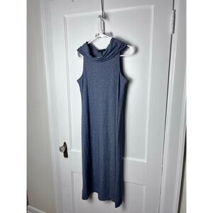 Banana Republic Women's Gray Blue Cowl Neck Midi Sheath Dress Size Small